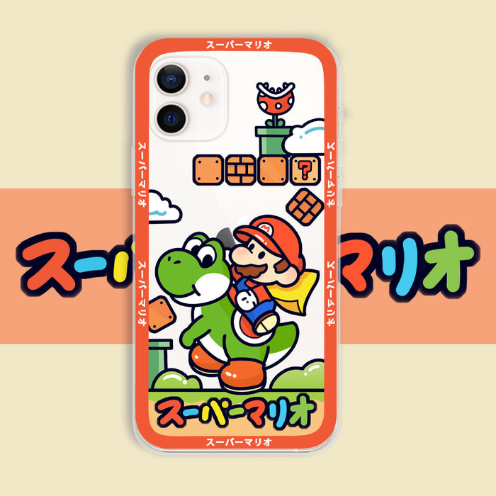 Cute Mario Phone Cases for Protection: cream, red-orange Super Mario characters (Mario and Yoshi), cartoon video game themed
