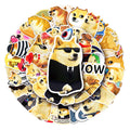 Cute Meme Dog Stickers for Customization: yellow, tan Doge/Shiba Inu dog character, kawaii cartoon meme collage style