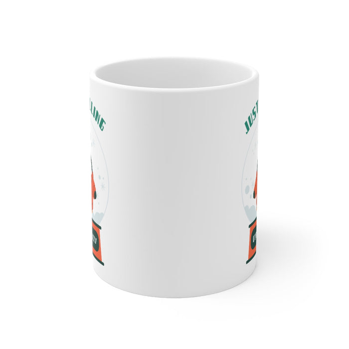 Cute Penguin Chill Mug: white, dark green penguin, cute cartoon style