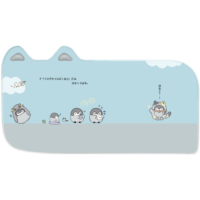Cute Penguin Mouse Mat with Wrist Rests: light blue rounded rectangular cushion or pillow, minimal style
