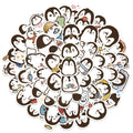 Cute Penguin Stickers for Personalization: white, dark brown cartoon penguins, kawaii cartoon style
