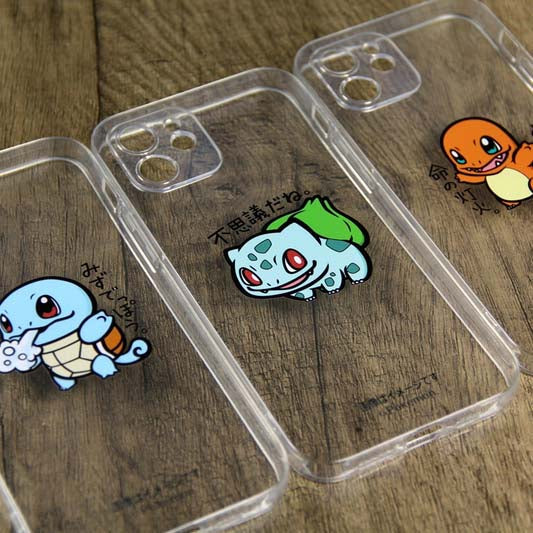 Cute Pokemon TPU iPhone Case: white, black Pokémon characters, cartoon, kawaii style