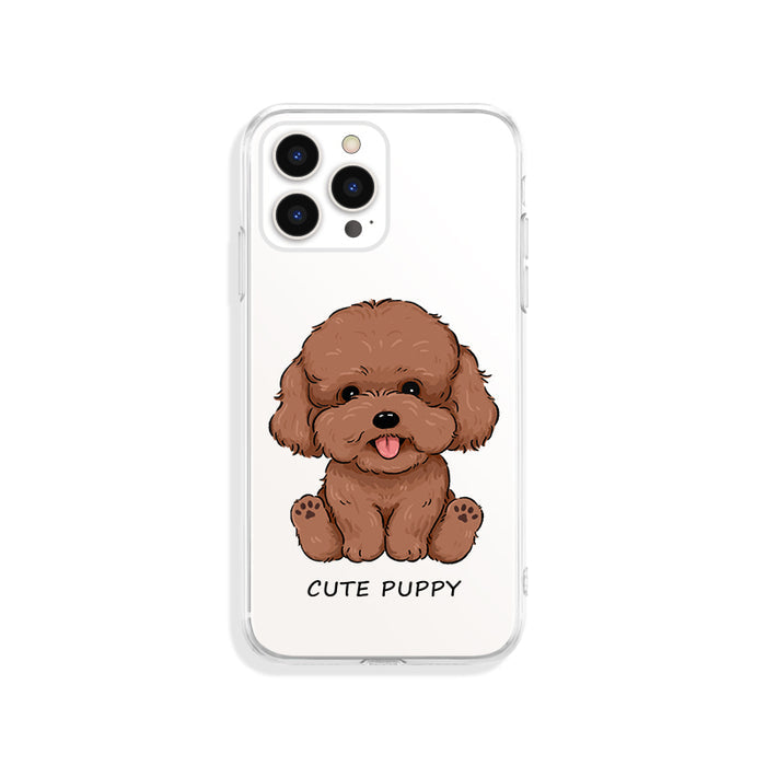 Cute Puppy TPU Phone Case: clear, white cartoon puppy, kawaii cartoon style