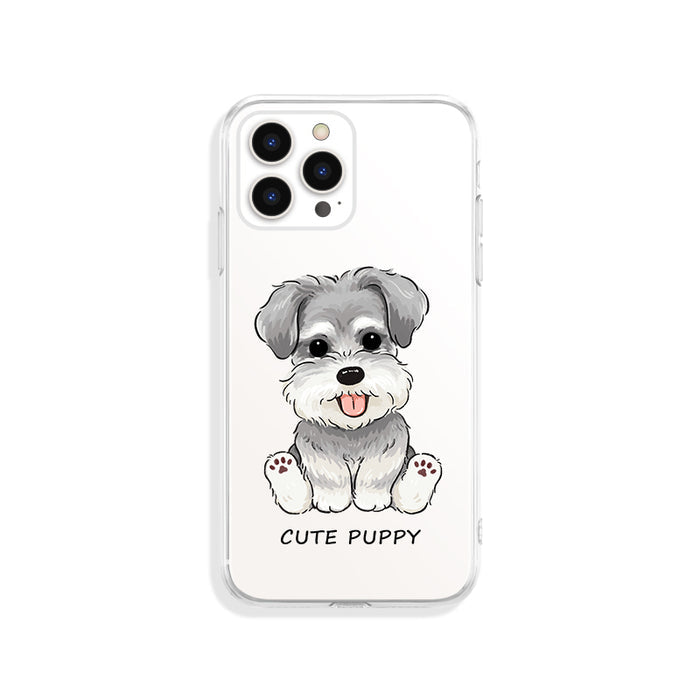 Cute Puppy TPU Phone Case: clear, white cartoon puppy, kawaii cartoon style