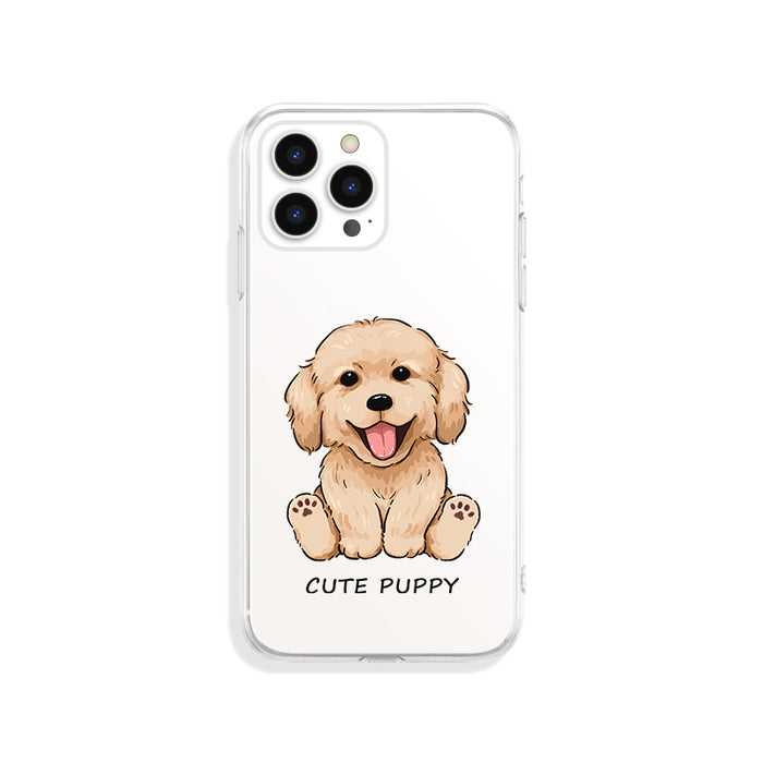 Cute Puppy TPU Phone Case: clear, white cartoon puppy, kawaii cartoon style