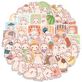 Cute Rabbit Stickers for Customization: white, pink cartoon white rabbits/bunnies, kawaii cartoon style