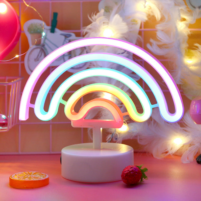 Cute Rainbow LED Night Light: pink, purple rainbow, kawaii, colorful style