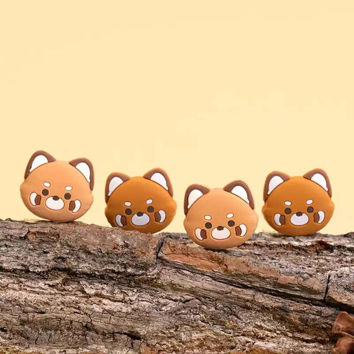 Cute Red Panda Joystick Caps for Switch: orange, brown cartoon bear face, kawaii cartoon style
