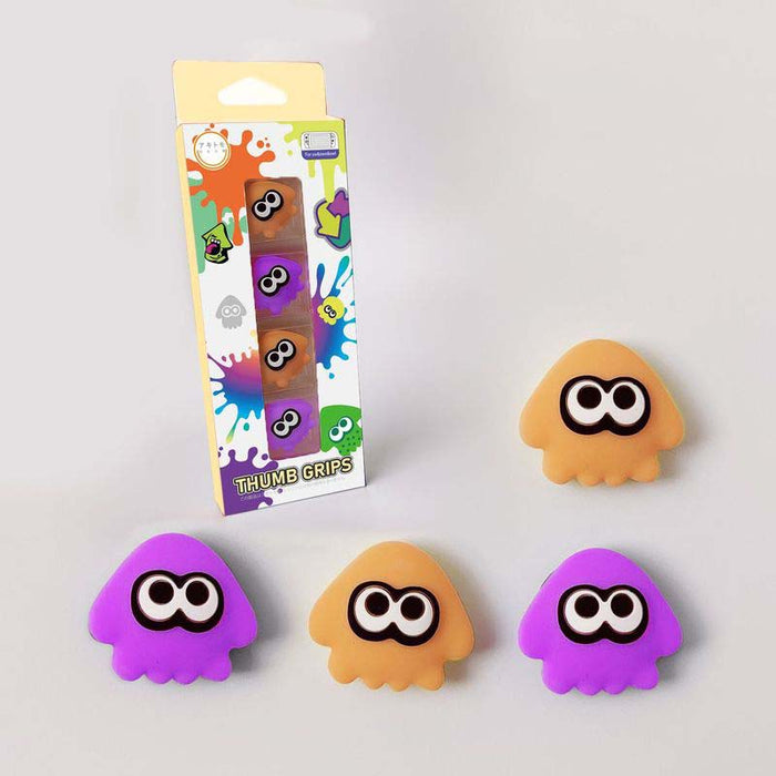 Cute Squid Switch Thumb Grips for Gaming: yellow, purple cartoon squid-like characters, cute cartoon/kawaii style