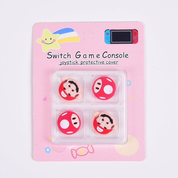Cute Switch Joystick Caps for Gaming: yellow, blue Doraemon-like cartoon character, kawaii cartoon style