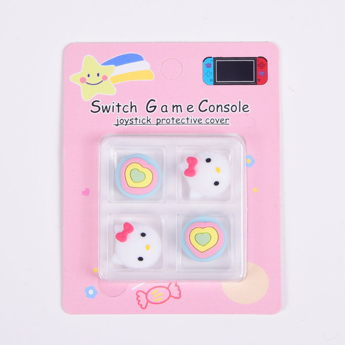 Cute Switch Joystick Caps for Gaming: yellow, blue Doraemon-like cartoon character, kawaii cartoon style