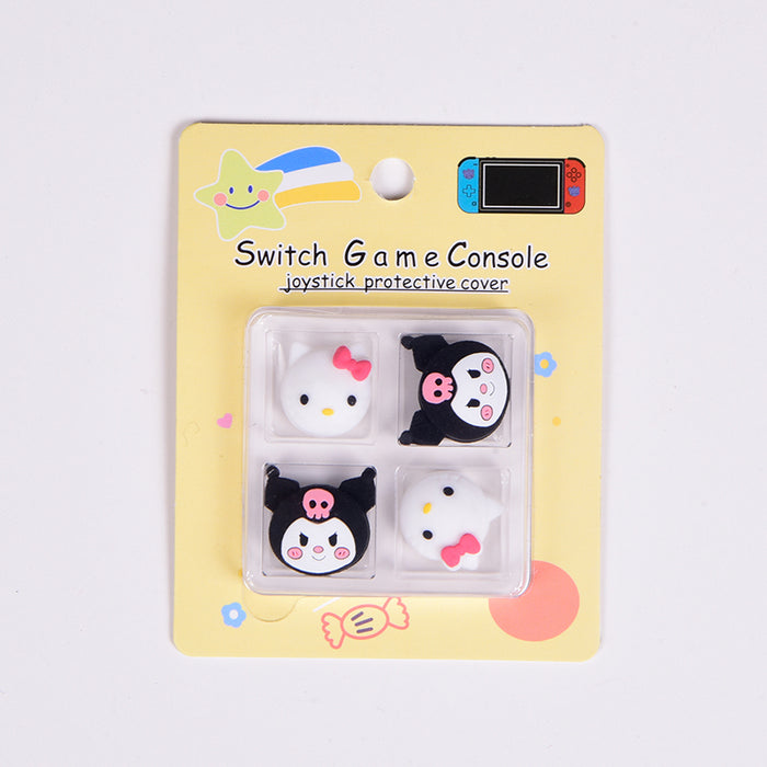 Cute Switch Joystick Caps for Gaming: yellow, blue Doraemon-like cartoon character, kawaii cartoon style