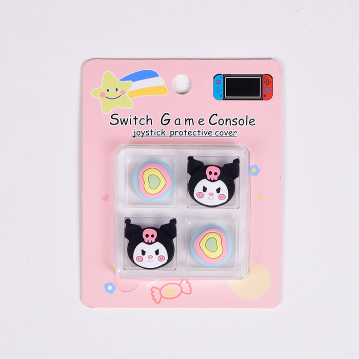Cute Switch Joystick Caps for Gaming: yellow, blue Doraemon-like cartoon character, kawaii cartoon style