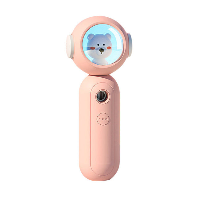 Cute Teddy Bear Travel-Size USB Nano Mister for Hydrating Facial Mist: white, light blue bear character, cute cartoon/kawaii