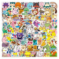 Cute Waterproof PVC Stickers for Customization: multicolor, yellow Pokémon characters, kawaii cartoon style