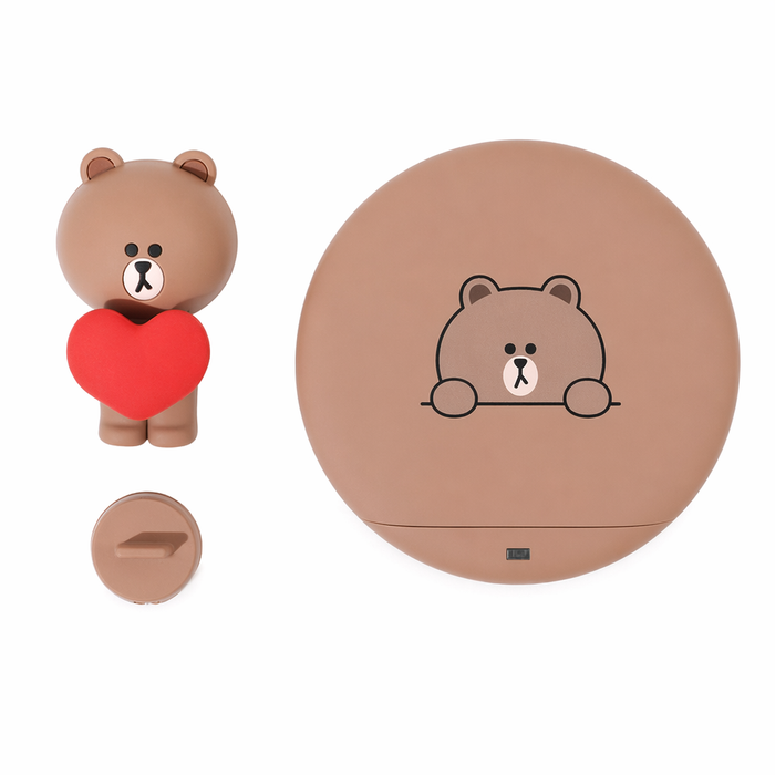 Cute Wireless Charger Stand for Qi-Devices Brown