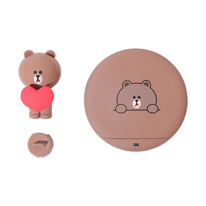 Cute Wireless Charger Stand for Qi-Devices: brown, pink brown bear character, cute cartoon kawaii style