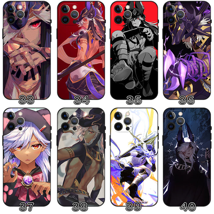 Cyno Genshin Impact Phone Case: black, purple anime-style character theme, anime, fantasy, decorative style