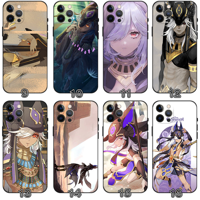 Cyno Genshin Impact Phone Case: black, purple anime-style character theme, anime, fantasy, decorative style
