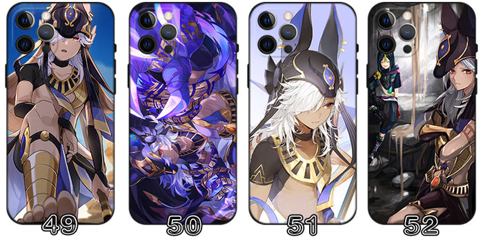 Cyno Genshin Impact Phone Case: black, purple anime-style character theme, anime, fantasy, decorative style