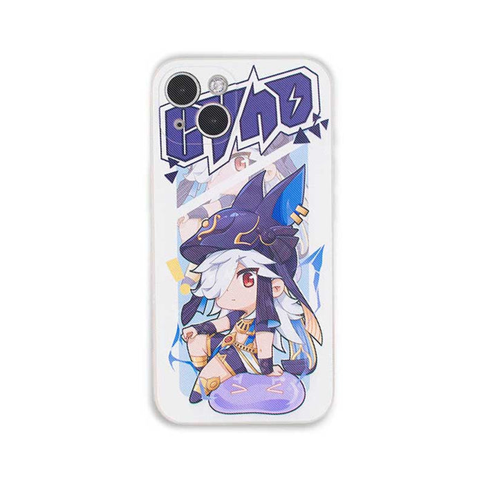 Cyno Genshin Impact Phone Cases: white, purple anime-style female character, anime, cartoon, kawaii style