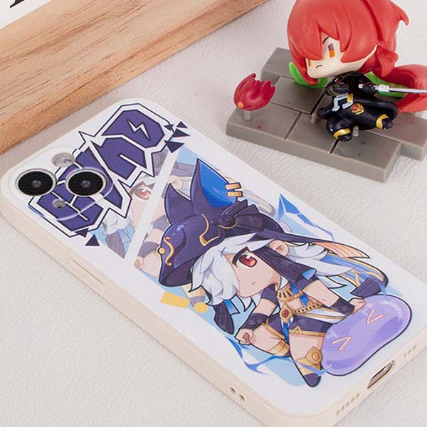 Cyno Genshin Impact Phone Cases: white, purple anime-style female character, anime, cartoon, kawaii style