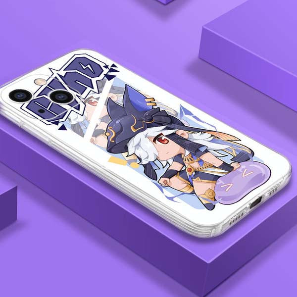 Cyno Genshin Impact Phone Cases: white, purple anime-style female character, anime, cartoon, kawaii style