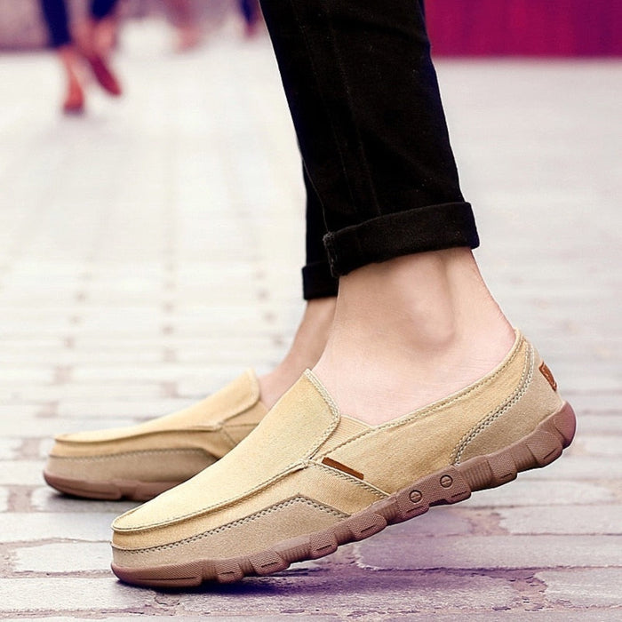 Daily Canvas Shoes for Men, A Casual and Stylish Choice for Everyday Wear: beige, tan slip-on shoe, casual minimal style