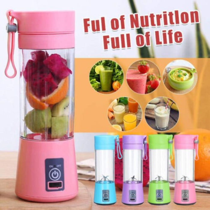 Deluxe Version of the Portable USB Electric Smoothie Maker: pink, blue portable blender bottles, minimal colorful style