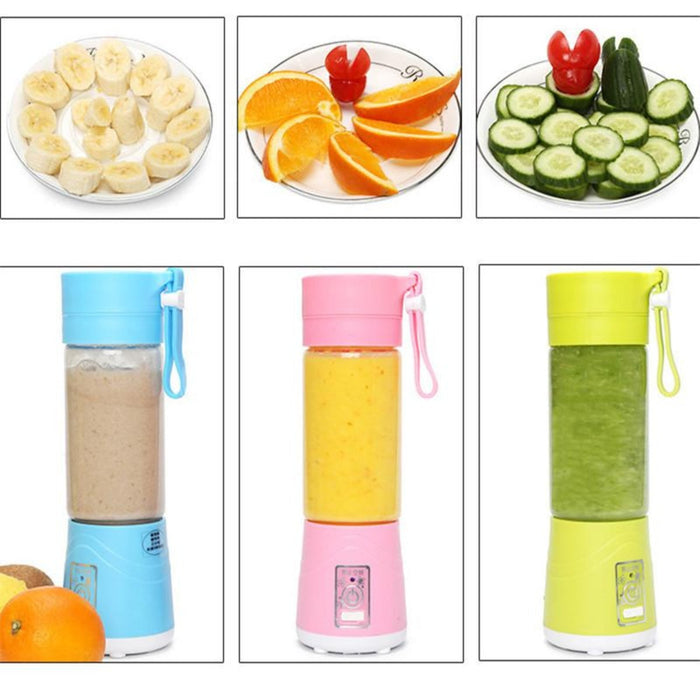Deluxe Version of the Portable USB Electric Smoothie Maker: pink, blue portable blender bottles, minimal colorful style