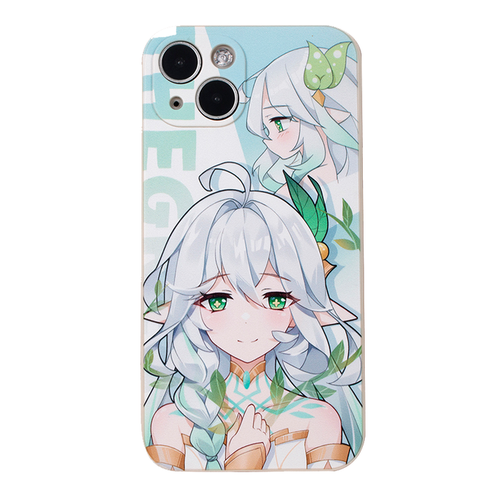 Dendro Archon Phone Cases for Genshin Impact: white, light blue anime-style female character, anime, cartoon, kawaii style