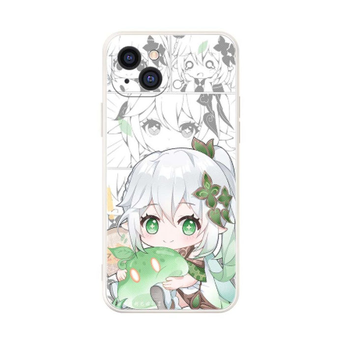 Dendro Archon Phone Cases for Genshin Impact: white, light blue anime-style female character, anime, cartoon, kawaii style