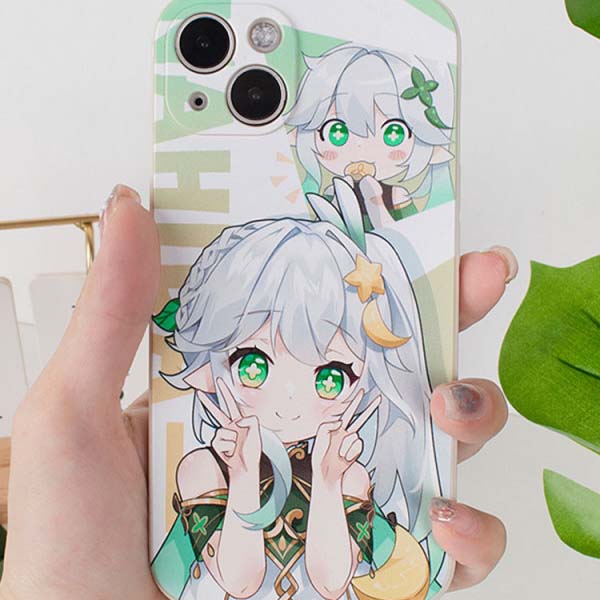 Dendro Archon Phone Cases for Genshin Impact: white, light blue anime-style female character, anime, cartoon, kawaii style