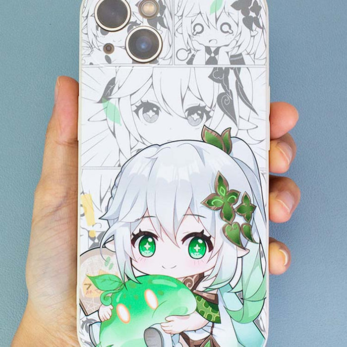 Dendro Archon Phone Cases for Genshin Impact: white, light blue anime-style female character, anime, cartoon, kawaii style
