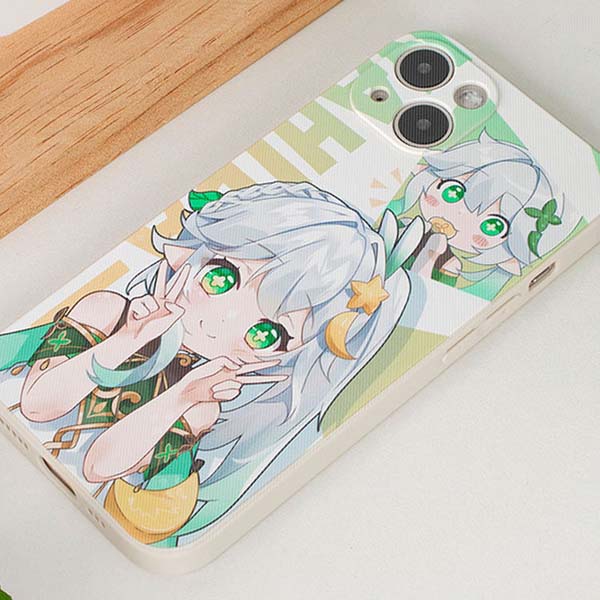 Dendro Archon Phone Cases for Genshin Impact: white, light blue anime-style female character, anime, cartoon, kawaii style