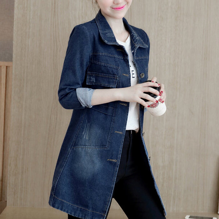 Denim Jacket for Women, Medium Length: dark blue, light blue denim coat/jacket, casual style