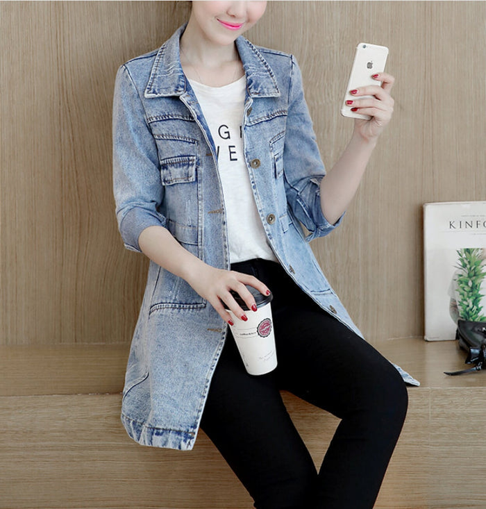 Denim Jacket for Women, Medium Length: dark blue, light blue denim coat/jacket, casual style