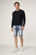 Denim Knee-Length Shorts for Men's Casual Wear Blue
