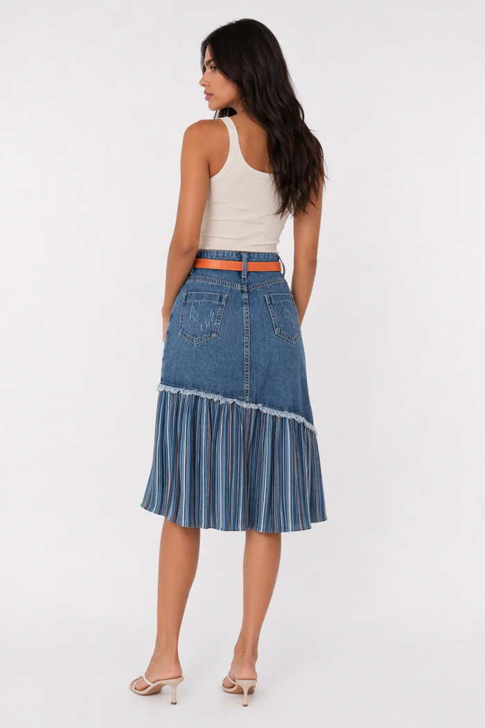 Denim Skirt with Layered Design for Women Default