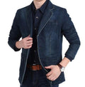 Denim Sports Jacket for Men: dark blue, black men's blazer jacket, casual tailored style