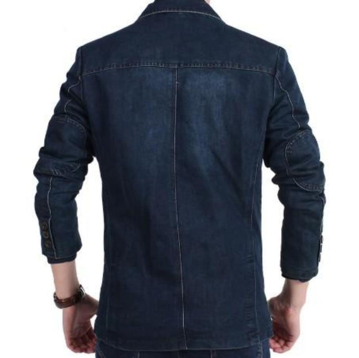 Denim Sports Jacket for Men: dark blue, black men's blazer jacket, casual tailored style