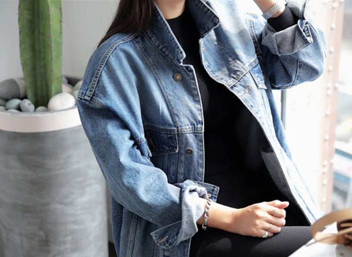 Denim Trench Coat for Women: blue, black long denim coat/jacket, casual style