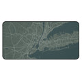 Desk Pad featuring Map of New York City: dark teal, gray New York City metropolitan area map, minimal style