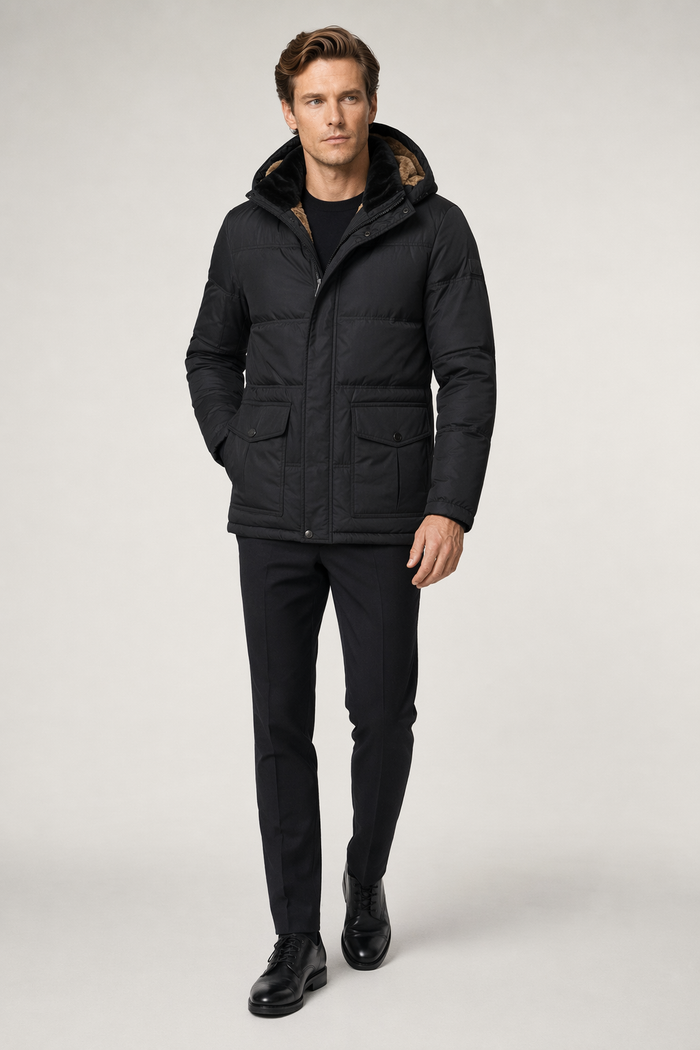 Detachable Hooded Men's Fur-Lined Jacket Default
