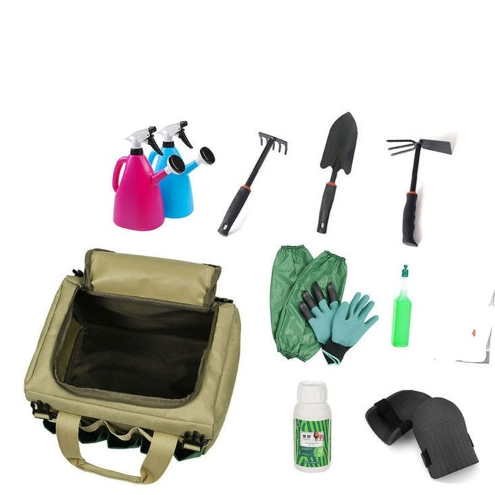 Detachable Mini Chair Multi Purpose Gardening Tool Organizer Bag: beige, green garden tool tote bag, practical utility style