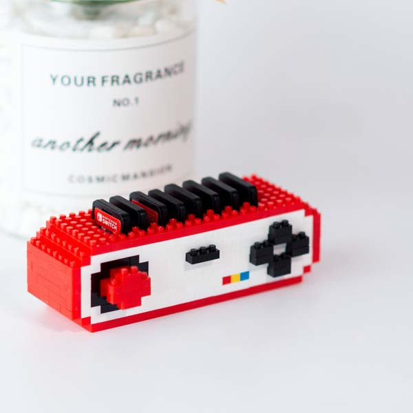 DIY Switch Game Case: Build & Enjoy!: red, white brick-built toy game controller, pixelated retro game controller style