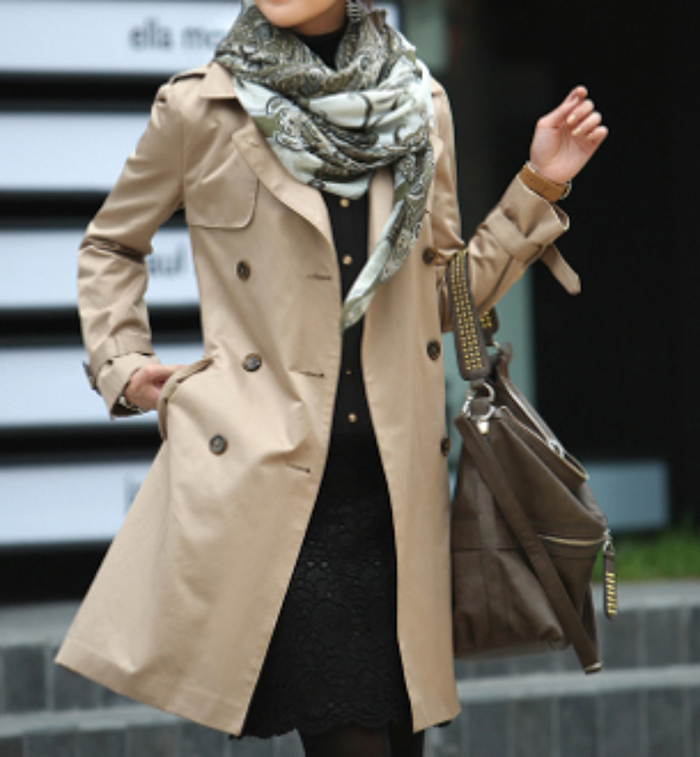 Double-Breasted Khaki Trench Coat for Women's Timeless Style: beige, tan double-breasted trench coat, classic tailored street