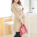 Double-Breasted Khaki Trench Coat for Women's Timeless Style: beige, tan double-breasted trench coat, classic tailored street