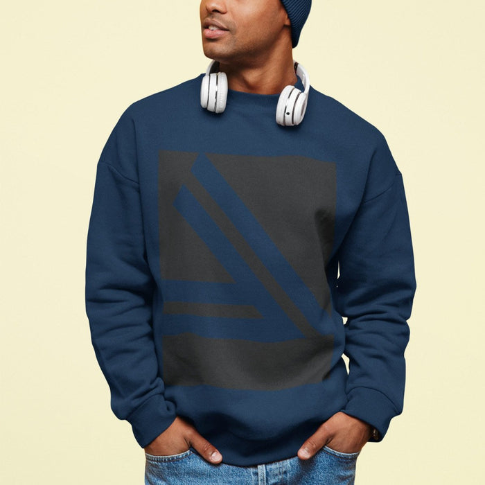 Double Logo Crewneck Sweatshirt for Men: white, black graphic sweatshirt, minimal graphic style