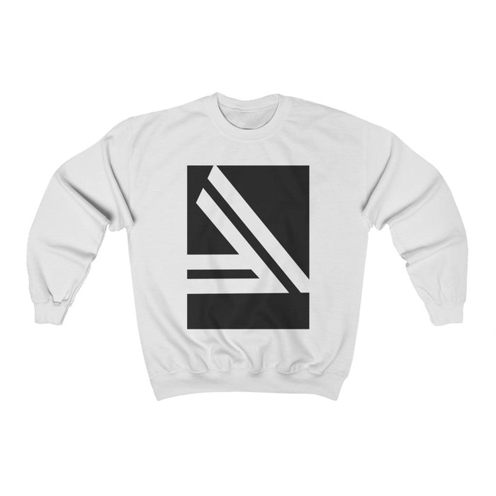Double Logo Crewneck Sweatshirt for Men: white, black graphic sweatshirt, minimal graphic style